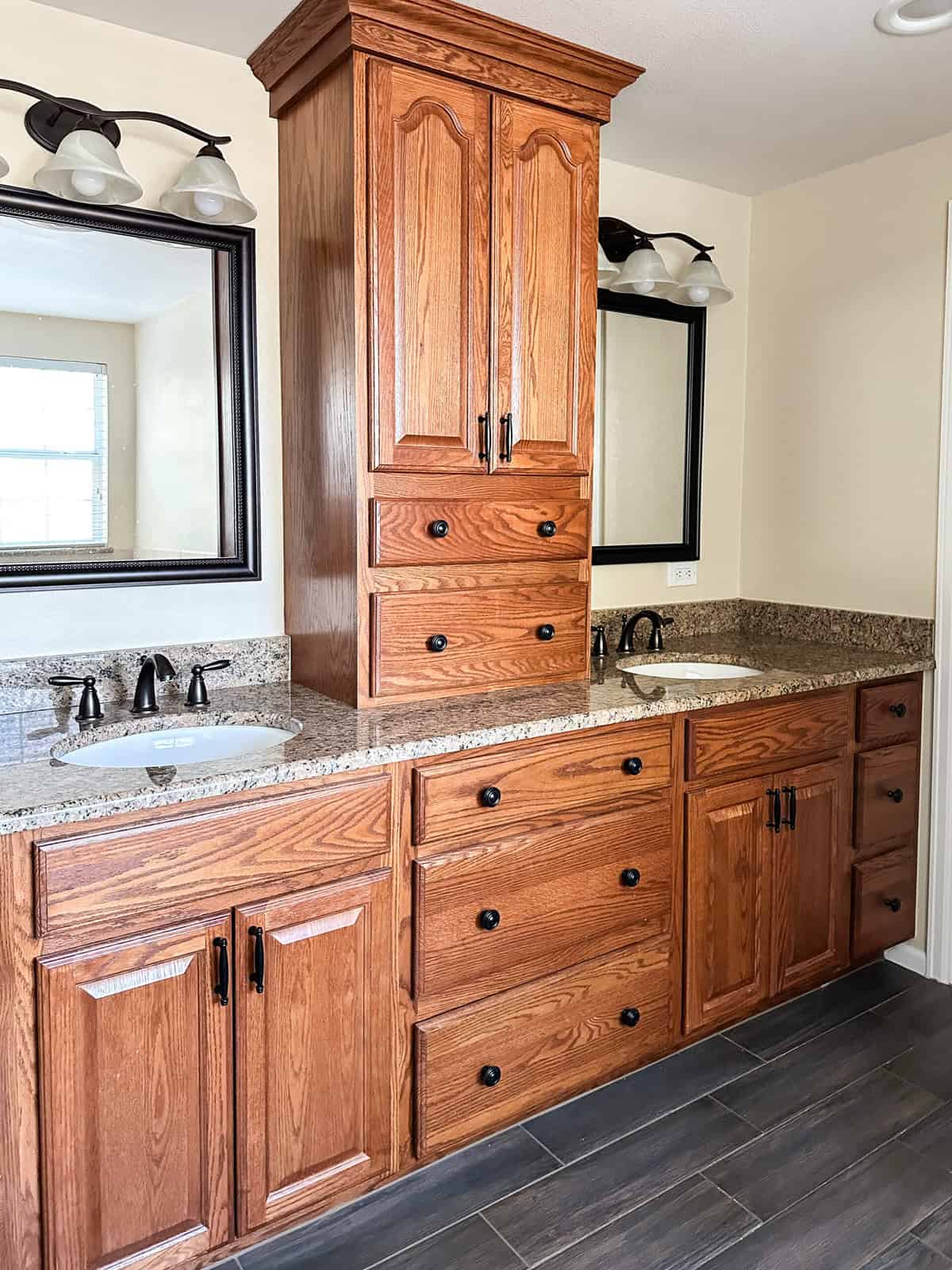 the existing primary bathroom vanity