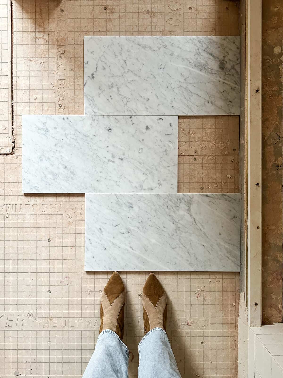 carrara marble floors brick layout