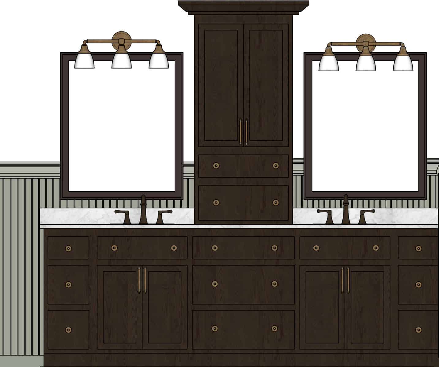 the primary bathroom vanity rendering