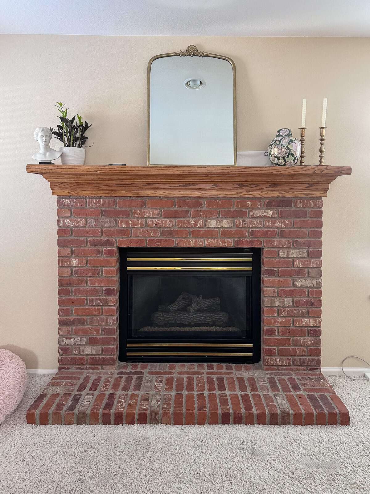 family room design existing fireplace