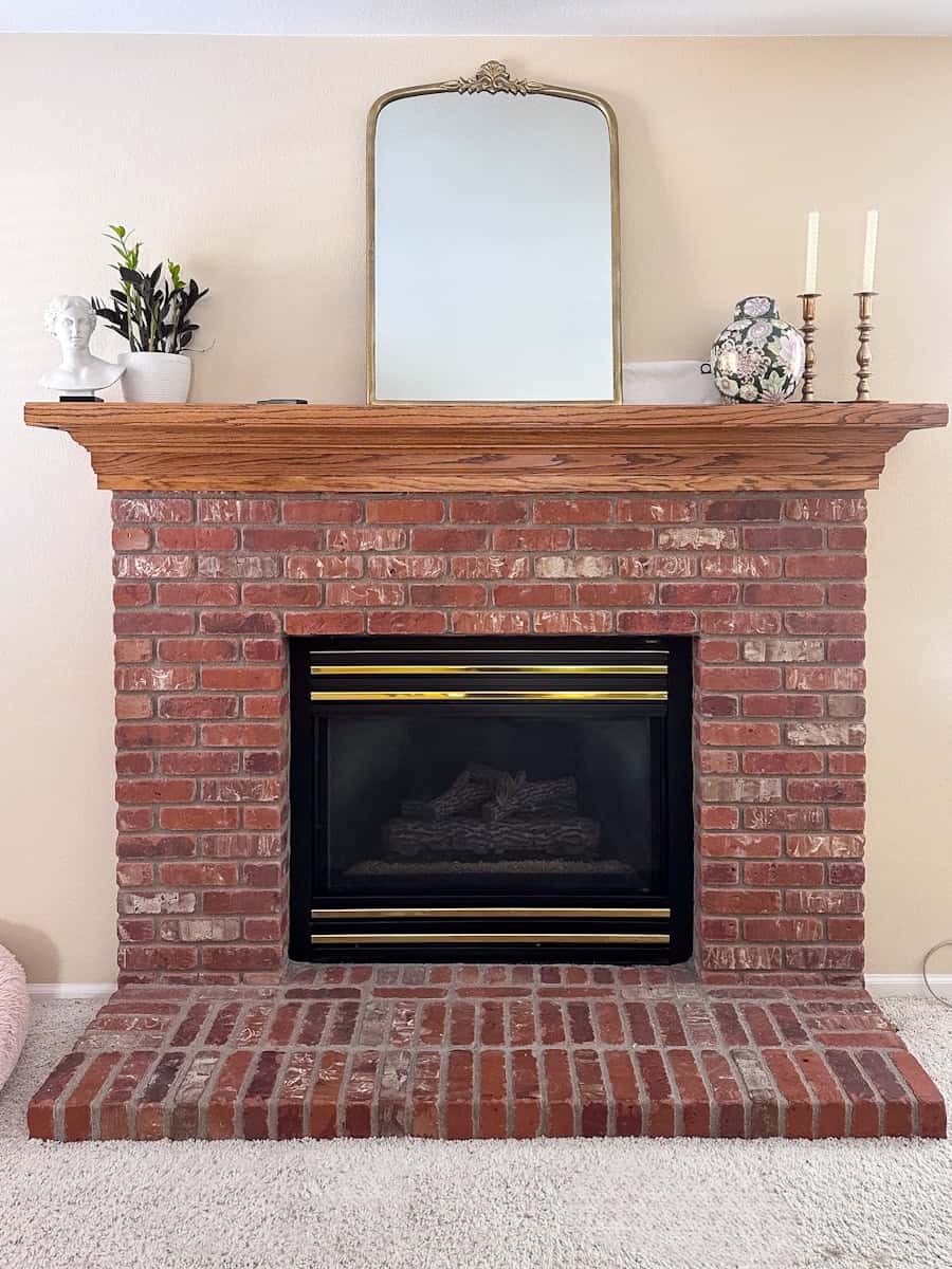 family room fireplace & mantel