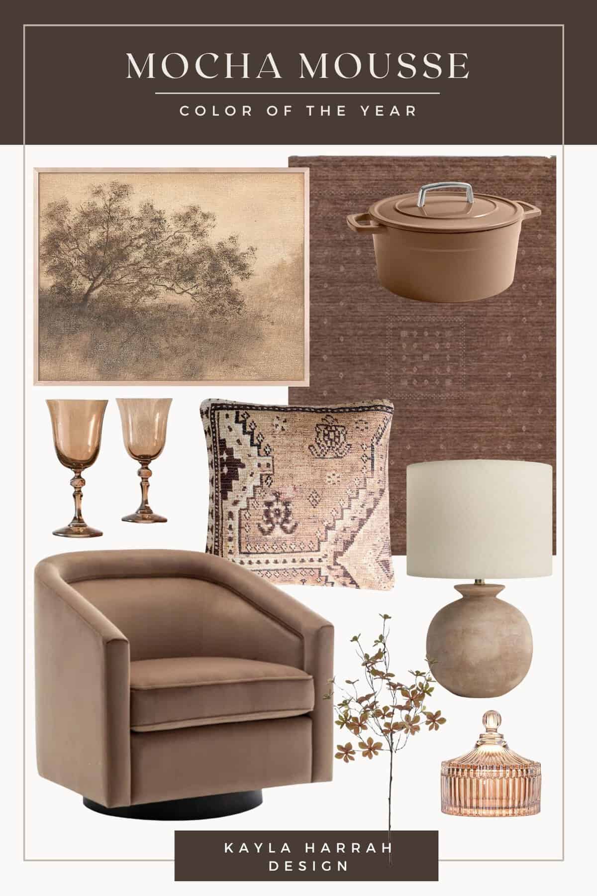 color of the year: mocha mousse home decor